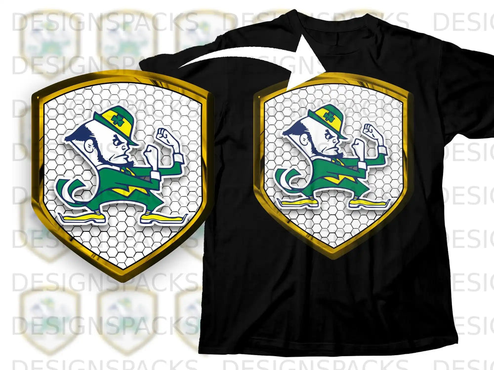 Fighting Irish Mascot Hexagon Shield Design Shirt
