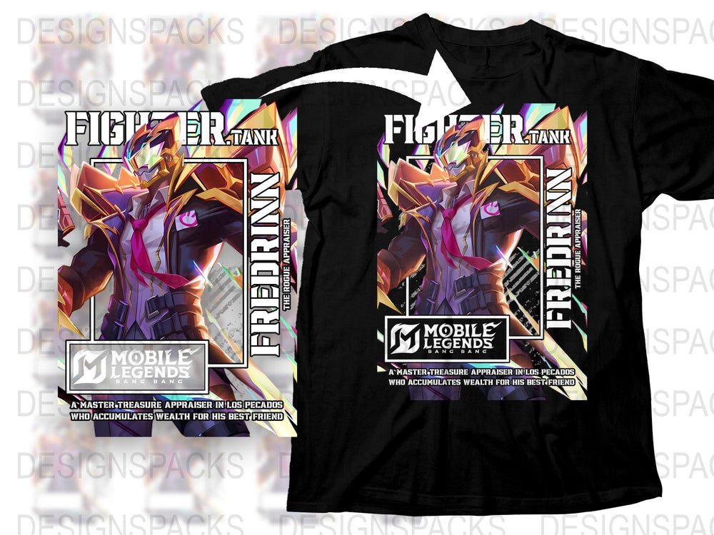 Mobile Legends Fighter T-Shirt, Tank Graphic Print, Black Tee, Gaming Apparel, Unisex Clothing