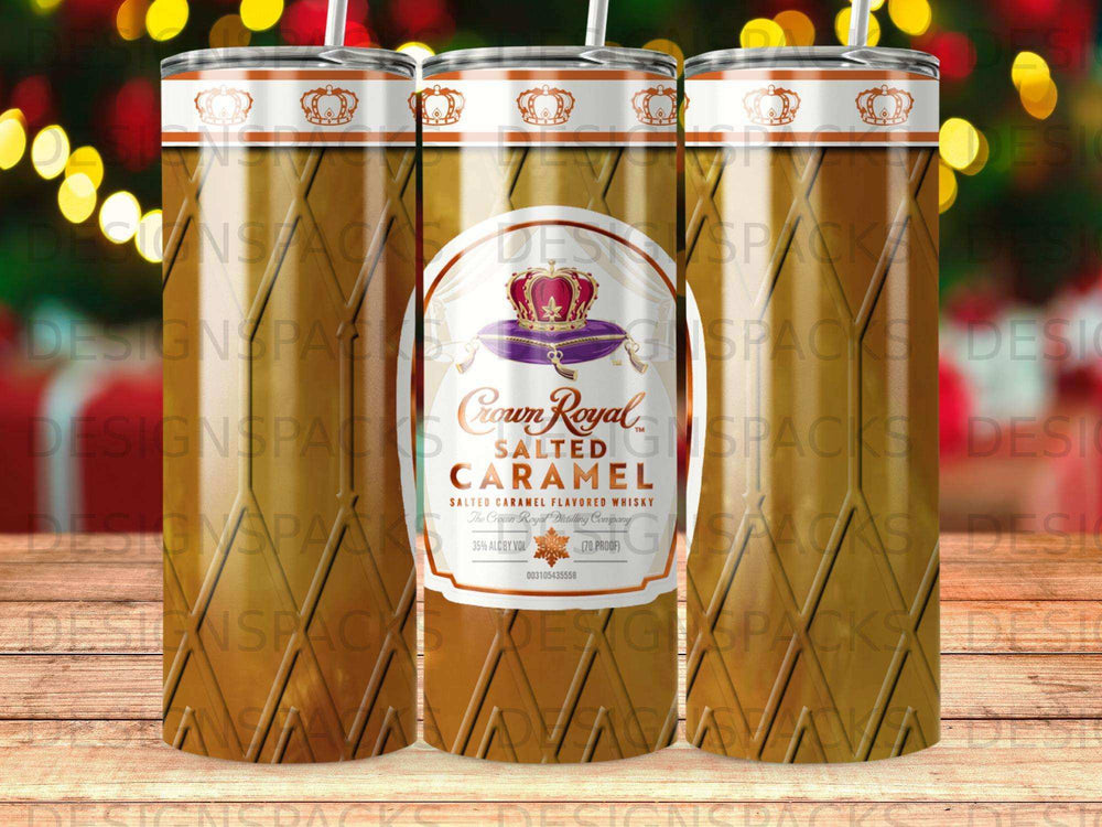 Crown Royal Salted Caramel whisky bottle with a crown emblem.