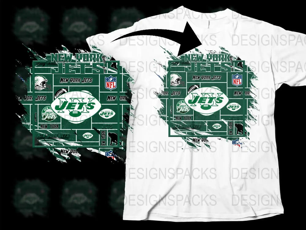 New York Jets NFL Team Graphic T-Shirt, Men's Football Themed Casual Wear, Sports Tee, Green and White Design, Fan Apparel