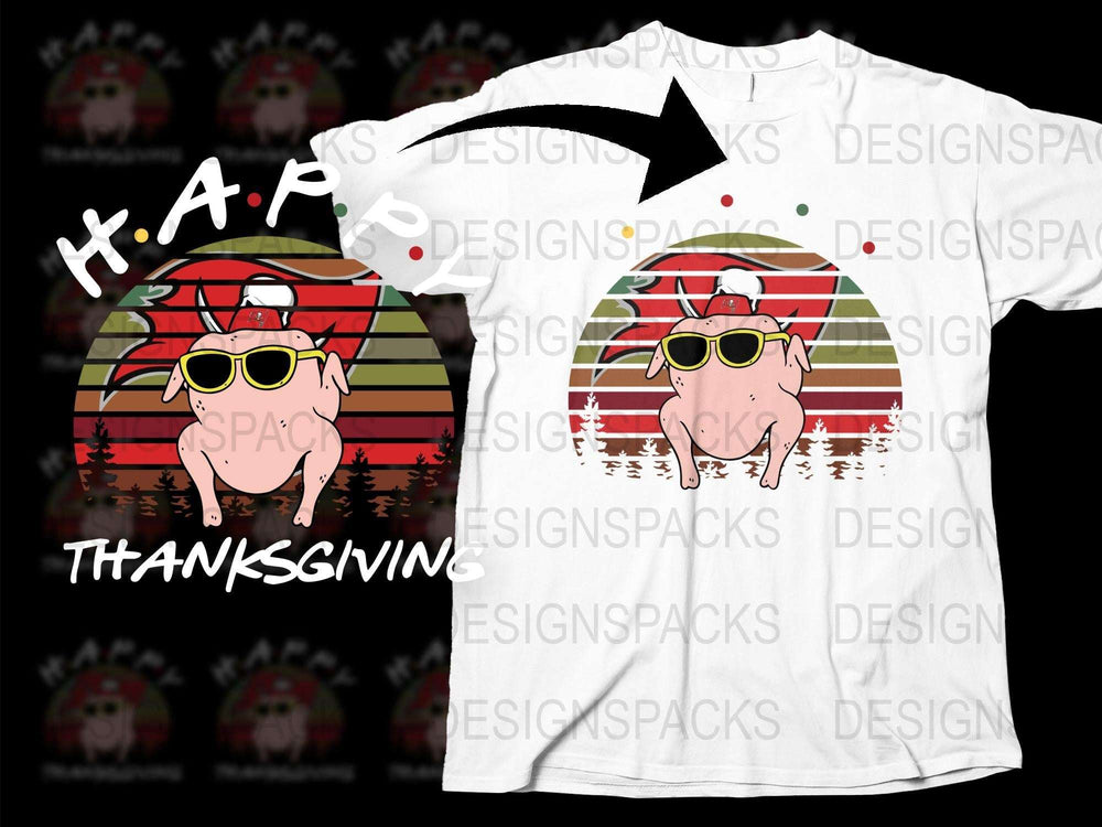 Happy Thanksgiving Pig T-Shirt, Retro Sunset Graphic Tee, Casual Farm Animal Shirt, Unique Holiday Outfit