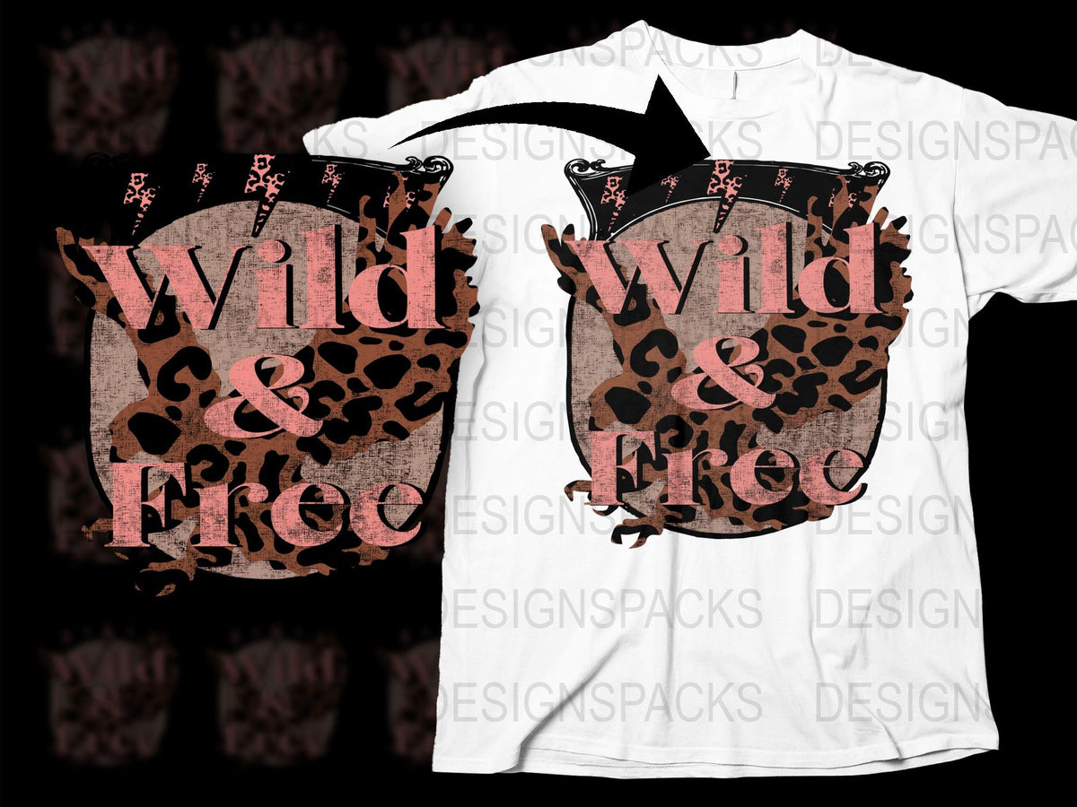 Wild and Free Leopard Print T-Shirt, Rustic Distressed Graphic Tee, Casual Women's Fashion Top
