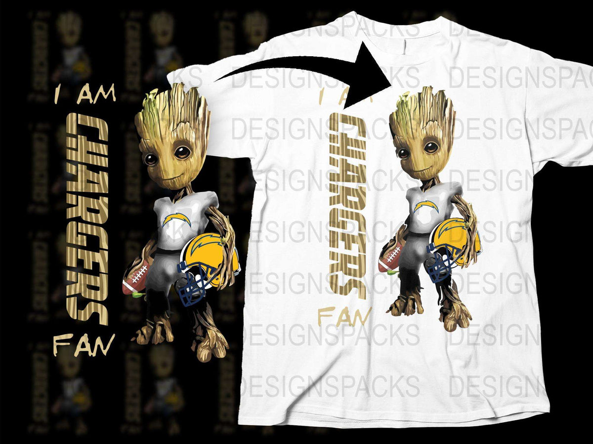 Groot Football Fan T-Shirt, Los Angeles Chargers Graphic Tee, Casual Unisex Apparel