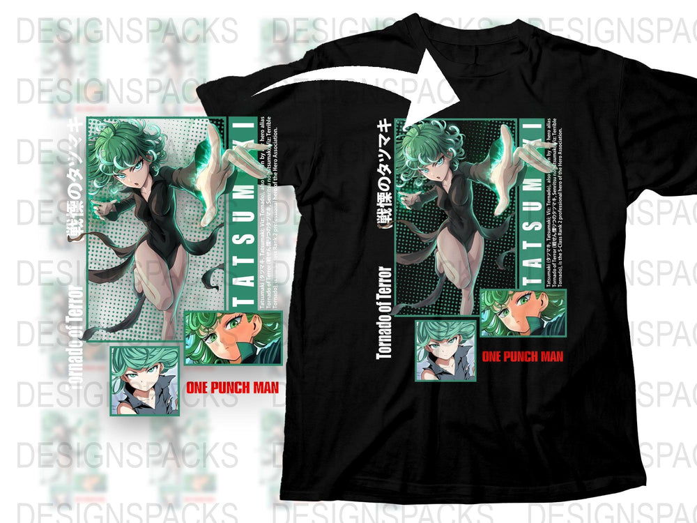 One Punch Man T-Shirt, Tatsumaki Design, Anime Graphic Tee, Unisex Black Shirt, Manga Fan Gift