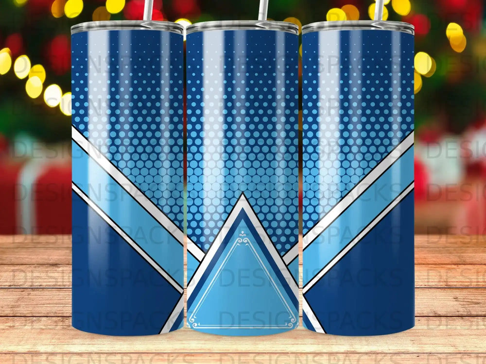 Blue Light Blue Halftone Dot Geometric Striped Tumbler product type