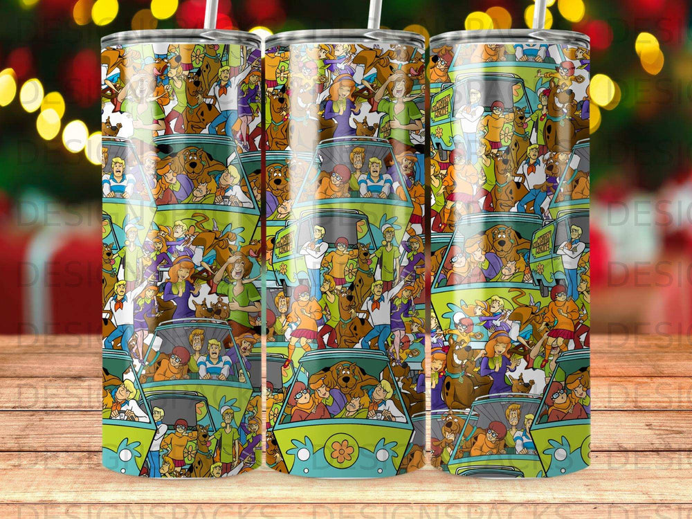 Scooby-Doo gang and Mystery Machine in a repeating pattern.