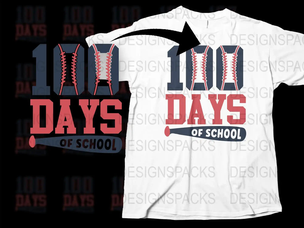 100 Days of School T-Shirt, Kids Celebration Tee, White and Red, School Milestone Shirt, Educational Graphic Design Tee
