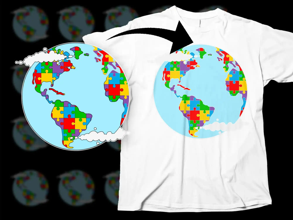 Colorful Puzzle Piece World Map T-Shirt, Autism Awareness, Unisex Graphic Tee