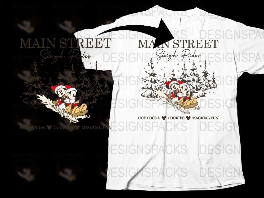 Christmas Santa Sleigh Ride Graphic T-Shirt, Holiday Festive Tee, White Cotton Shirt with Winter Design, Magical Fun Apparel