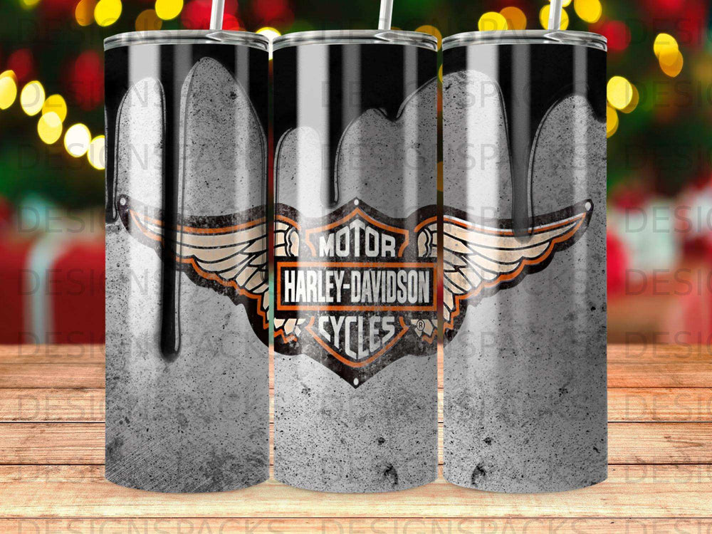 Harley-Davidson Cycles logo with dripping black paint on a textured concrete background.