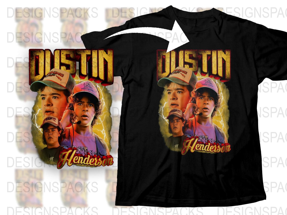 Dustin Henderson Retro T-Shirt, Stranger Things Inspired Graphic Tee, Unisex Vintage Style Tops