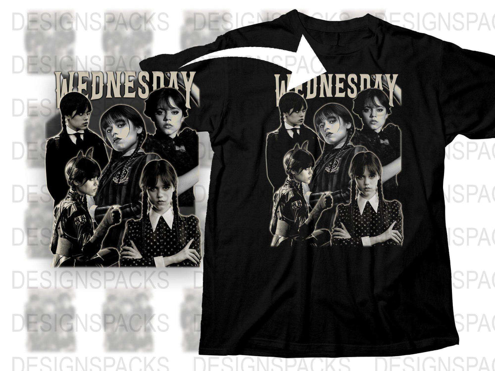 Wednesday Addams T-Shirt, Gothic Teen Fashion, Black Graphic Tee, Fan Gift Idea