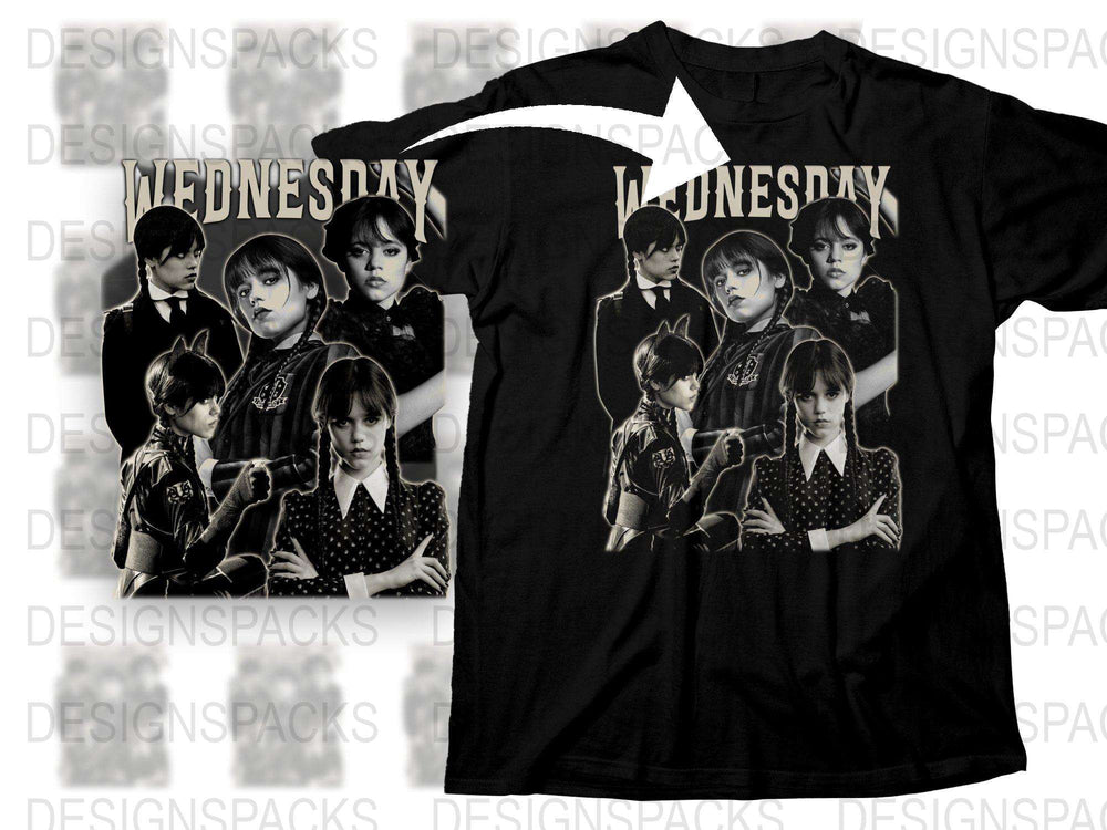 Wednesday Addams T-Shirt, Gothic Teen Fashion, Black Graphic Tee, Fan Gift Idea