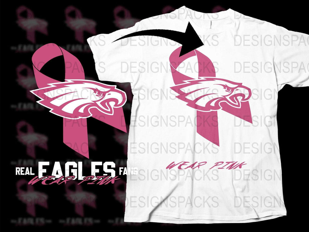 Wear Pink Eagles Fan T-Shirt, Breast Cancer Awareness Sports Tee, Graphic Football Team Support Shirt