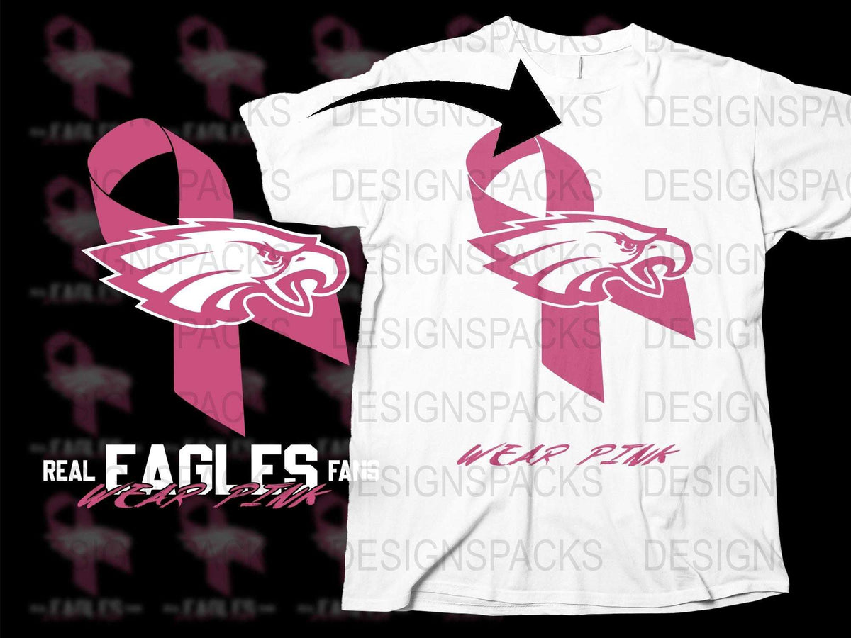 Wear Pink Eagles Fan T-Shirt, Breast Cancer Awareness Sports Tee, Graphic Football Team Support Shirt
