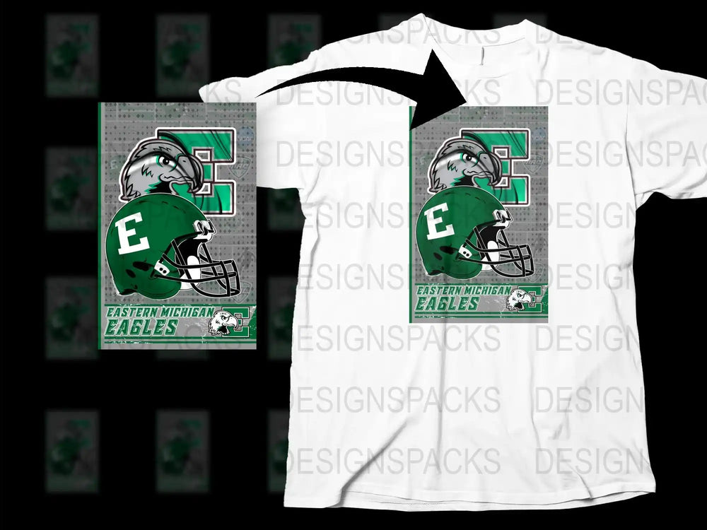 Eastern Michigan Eagles Graphic T-Shirt, College Football Tee, Sports Fan Apparel, Green and White Shirt