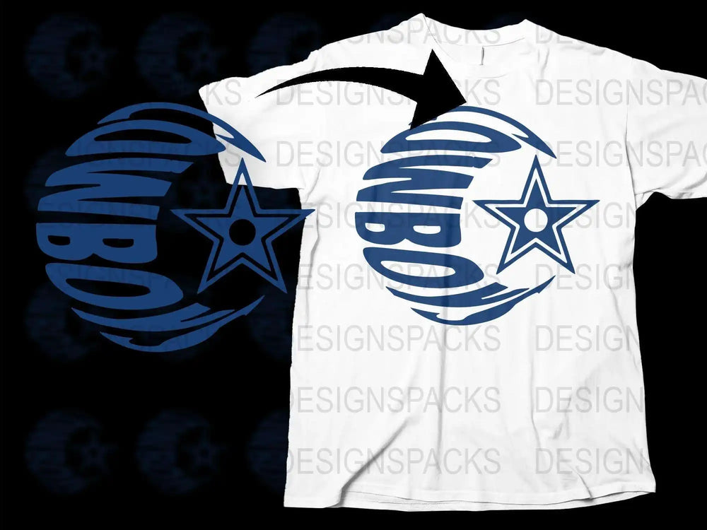 Cowboy Graphic T-Shirt, White Blue Star Design, Casual Streetwear, Unisex Modern Tee, Trendy Fashion Top