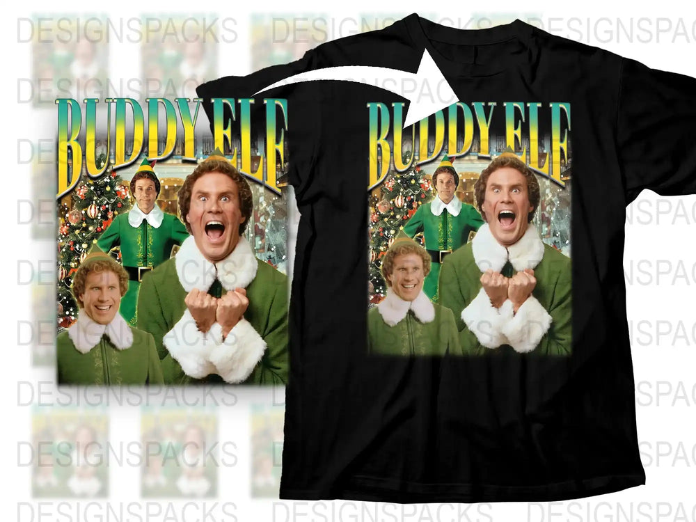 Buddy Elf Movie Graphic T-Shirt, Funny Christmas Holiday Tee, Unisex Cotton Shirt, Festive Apparel