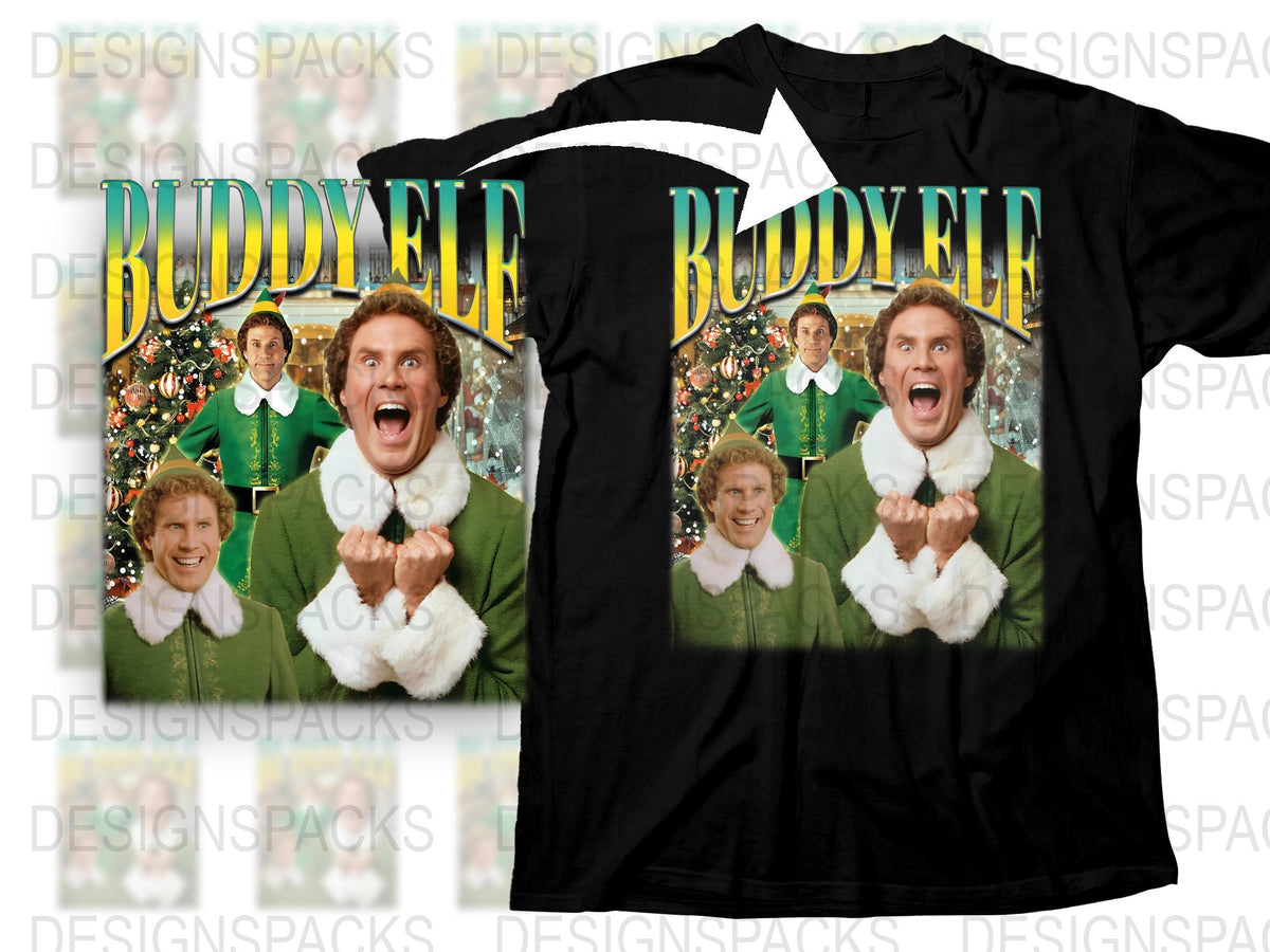 Buddy Elf Movie Graphic T-Shirt, Funny Christmas Holiday Tee, Unisex Cotton Shirt, Festive Apparel