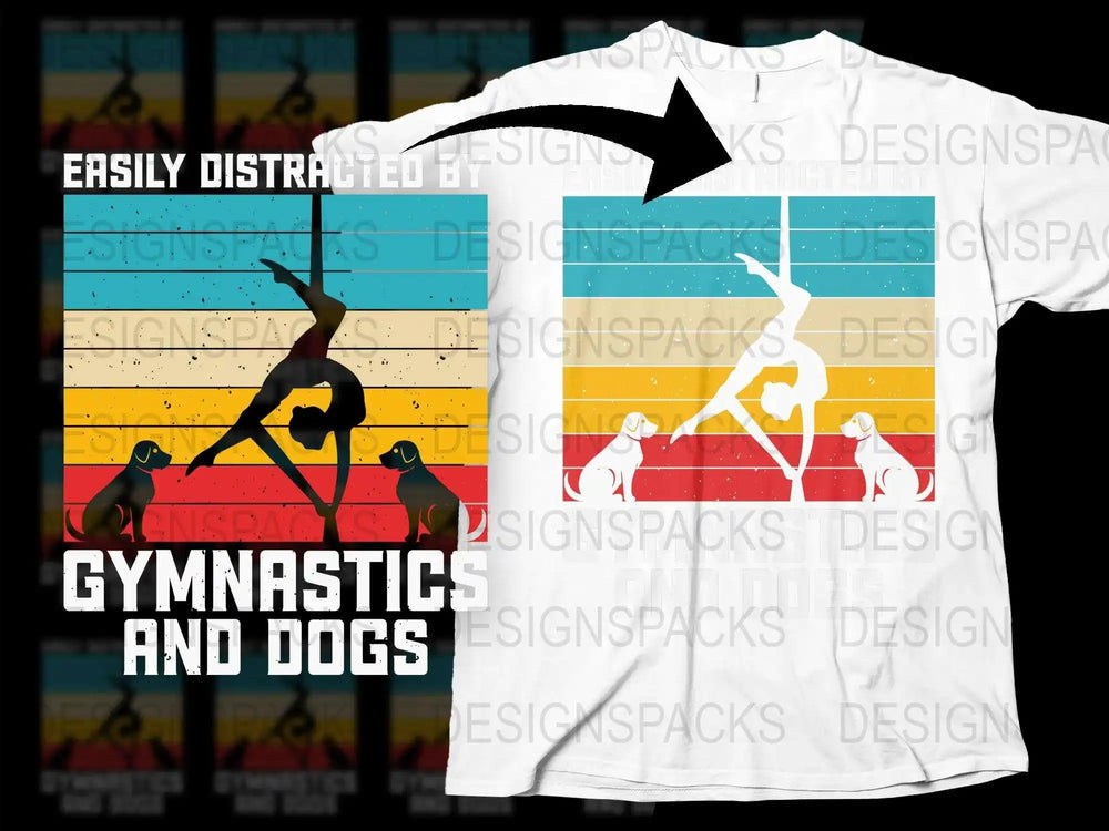 Gymnastics and Dogs T-Shirt, Colorful Sports and Pets Design, Animal Lover Unique Gift, Men's Women's Graphic Tee