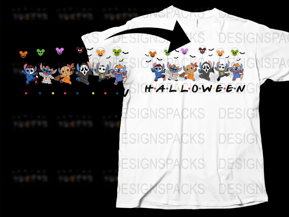Cute Halloween Dog T-Shirt, Cartoon Puppies in Costumes, Fun Animal Themed Apparel for Parties