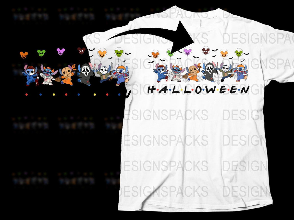 Cute Halloween Dog T-Shirt, Cartoon Puppies in Costumes, Fun Animal Themed Apparel for Parties