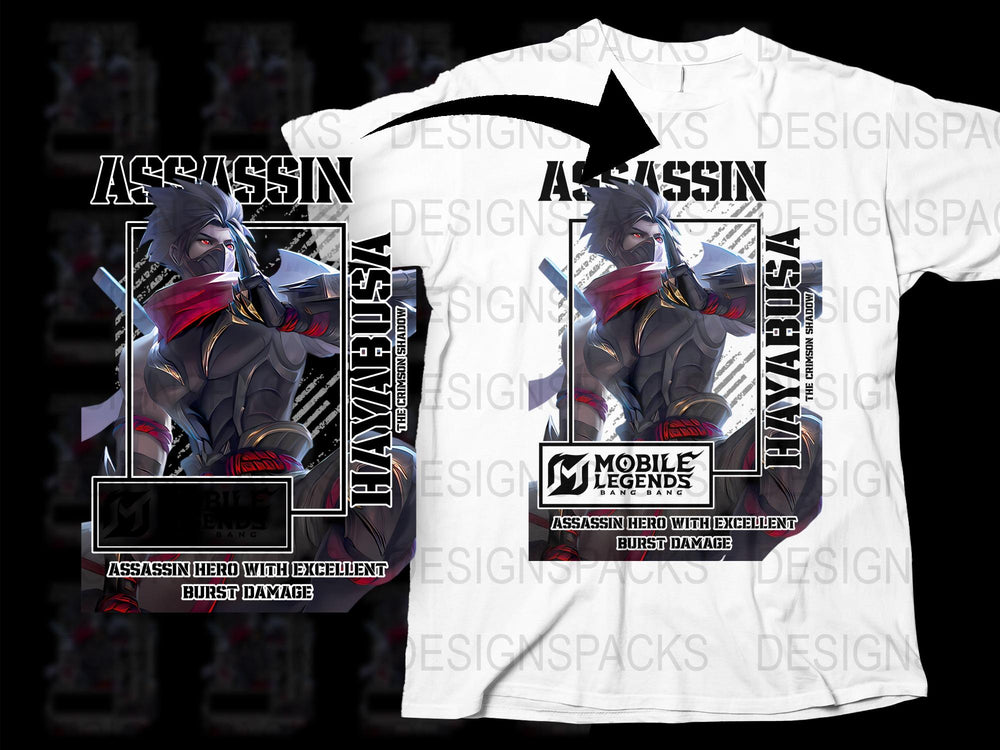 Mobile Legends Assassin Hero Graphic T-Shirt, Gaming Merch, Cool Burst Damage Design Tee