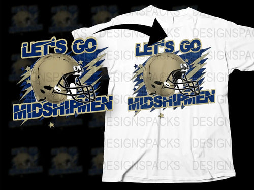 Let's Go Midshipmen Football Graphic T-Shirt, Navy Sports Fan Tee, College Football Apparel, Game Day Shirt