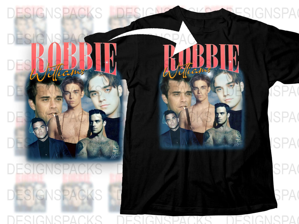 Robbie Williams Graphic T-Shirt, Vintage Pop Star Tee, Music Icon, Fan Merchandise, Retro Style Apparel