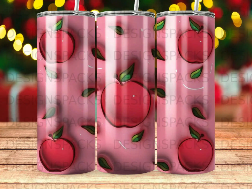 Red Apple Pink Vertical Stripes Tumbler Design product type