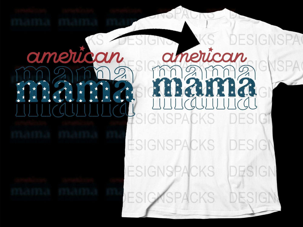 American Mama T-Shirt, Patriotic Mom Tee, Red Blue White, Casual Top for Women, Graphic T-Shirt