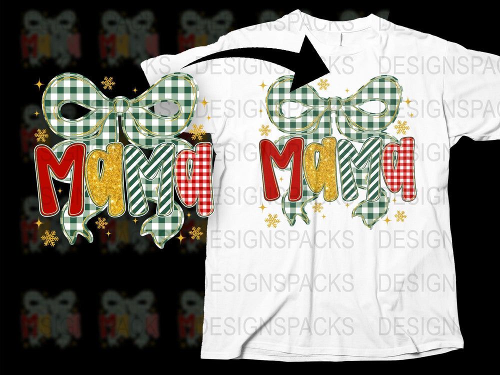 Festive Merry Christmas T-Shirt, Buffalo Plaid with Bow, Holiday Casual Wear, Unisex Xmas Tee Gift