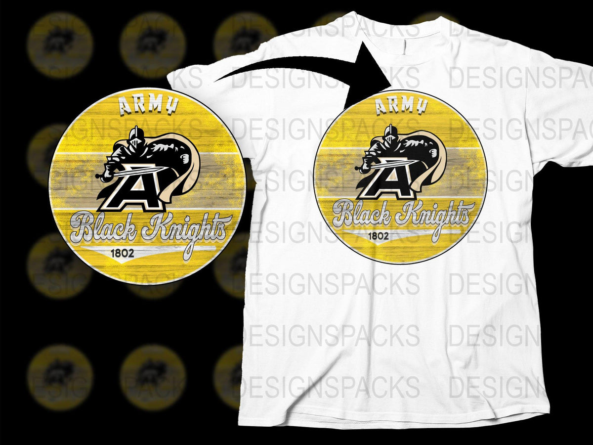 Army Black Knights Logo T-Shirt, Vintage Military Academy Graphic Tee, Yellow and Black, Sports Fan Apparel, Unisex Sizes Available