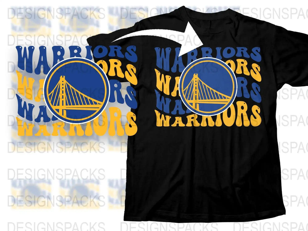 Golden Gate Bridge Warriors Graphic T-Shirt, Blue and Yellow, Sports Fan Apparel, Unisex Tee