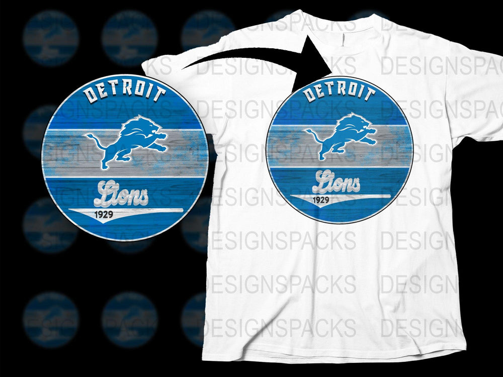 Detroit Lions Vintage Logo T-Shirt, Classic 1929 Football Design, Retro Blue and White Tee