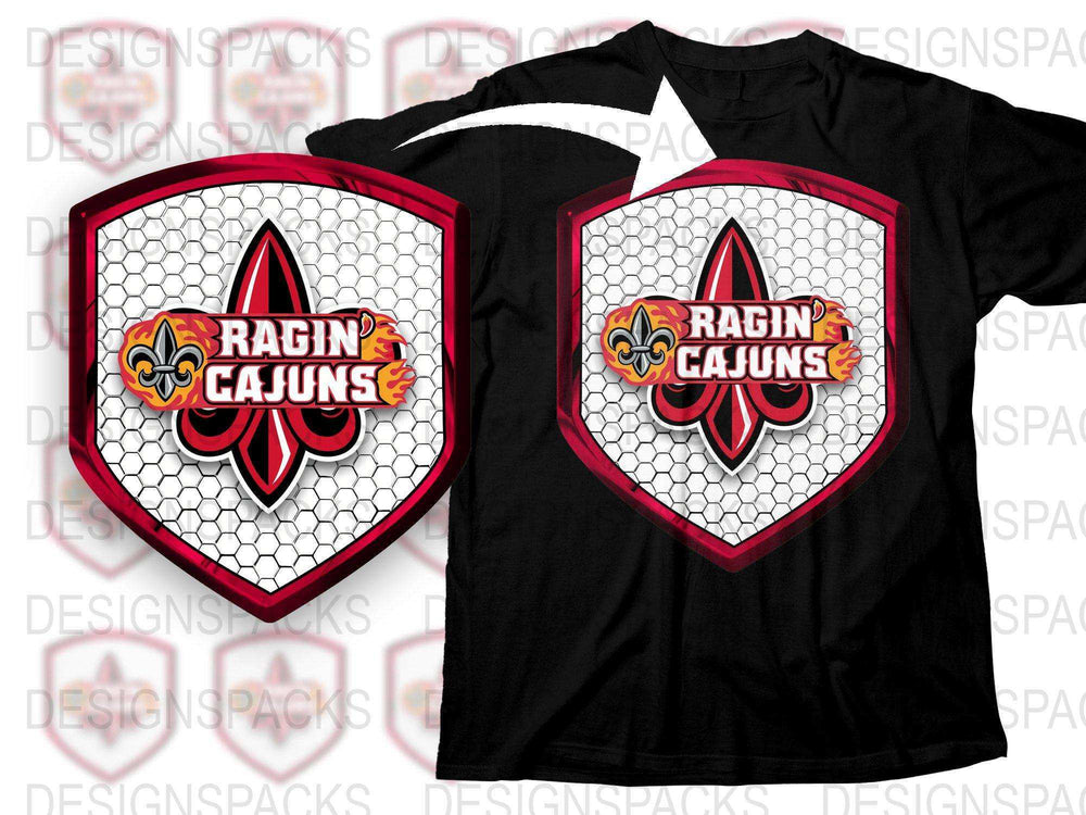 Ragin' Cajuns Logo T-Shirt, Black Tee with Graphic Emblem, University Fan Gear