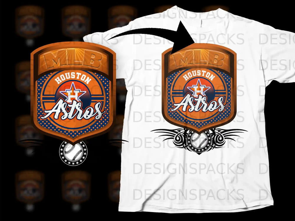 Houston Astros MLB Logo Design Graphic T-shirt