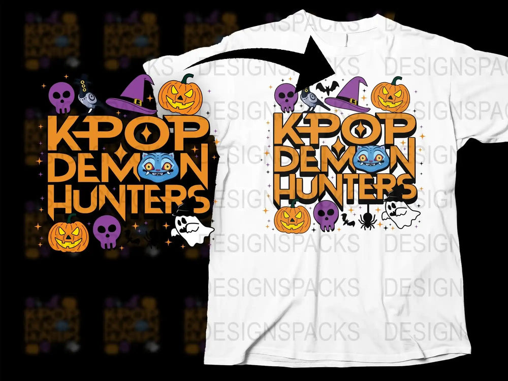 Kpop Demon Hunters Halloween T-Shirt, Cute Ghost Pumpkin Graphic Tee, Unisex Korean Pop Music Fan Apparel