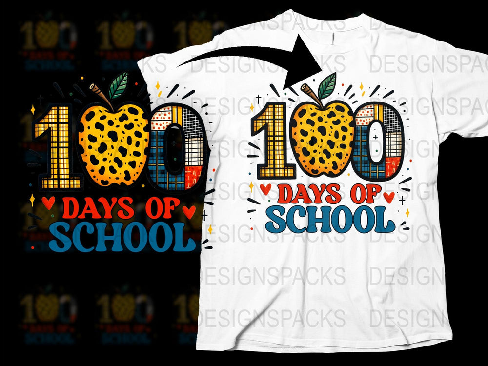 Colorful 100 Days of School T-Shirt, Kids Celebration Tee, Teacher's Gift, Fun School Day Milestone, Educational Clothing
