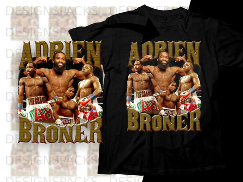 Adrien Broner boxing t-shirt design with fighter images and text.