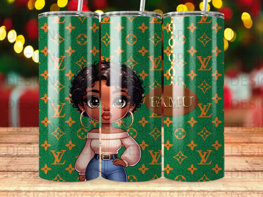 Green FAMU Black woman monogram tumbler product type