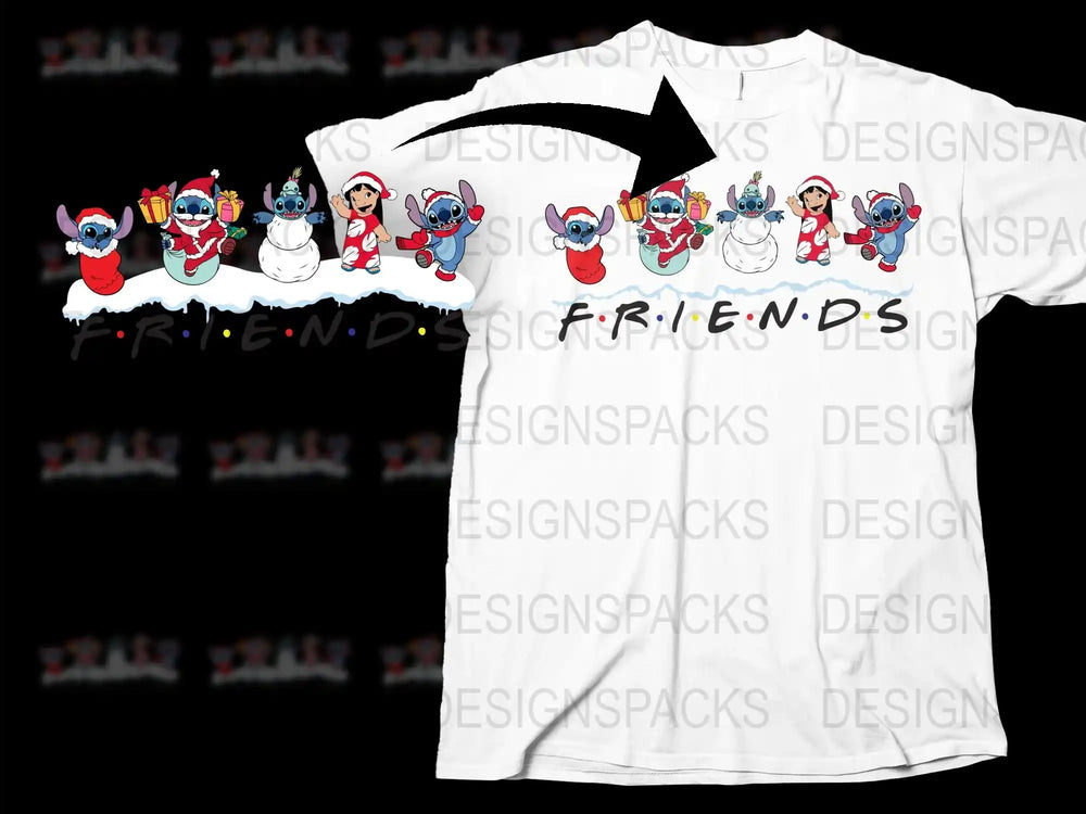 Cute Stitch Christmas T-Shirt, Disney Lilo and Stitch Holiday Tee, Unisex Kids and Adults Sizes