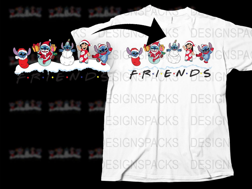 Cute Stitch Christmas T-Shirt, Disney Lilo and Stitch Holiday Tee, Unisex Kids and Adults Sizes