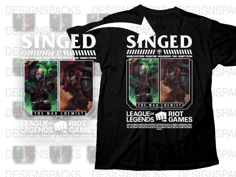 League of Legends Singed T-Shirt, The Mad Chemist Graphic Tee, Riot Games Official Merchandise