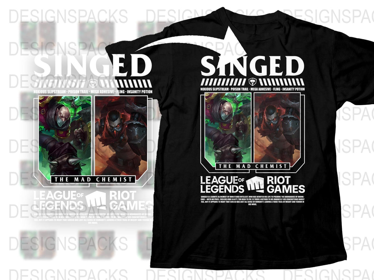 League of Legends Singed T-Shirt, The Mad Chemist Graphic Tee, Riot Games Official Merchandise