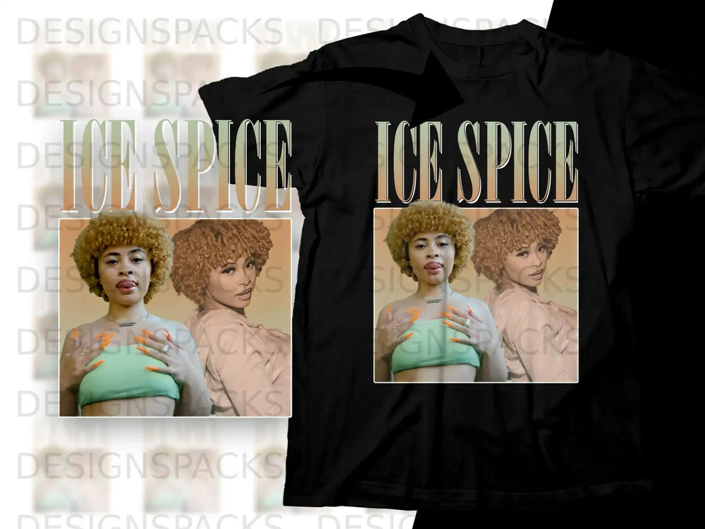 T-shirt with Ice Spice's face and the words "Ice Spice".