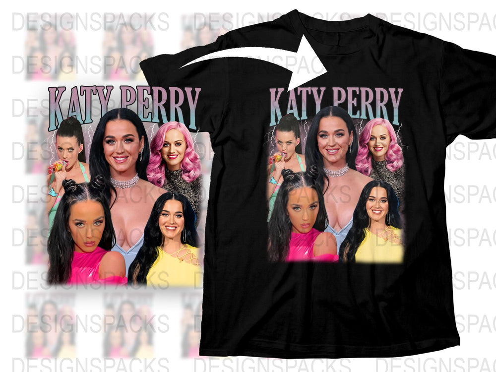 Katy Perry Graphic T-Shirt, Pop Icon Printed Tee, Colorful Music Star Fan Merchandise, Stylish Celebrity Shirt Gift