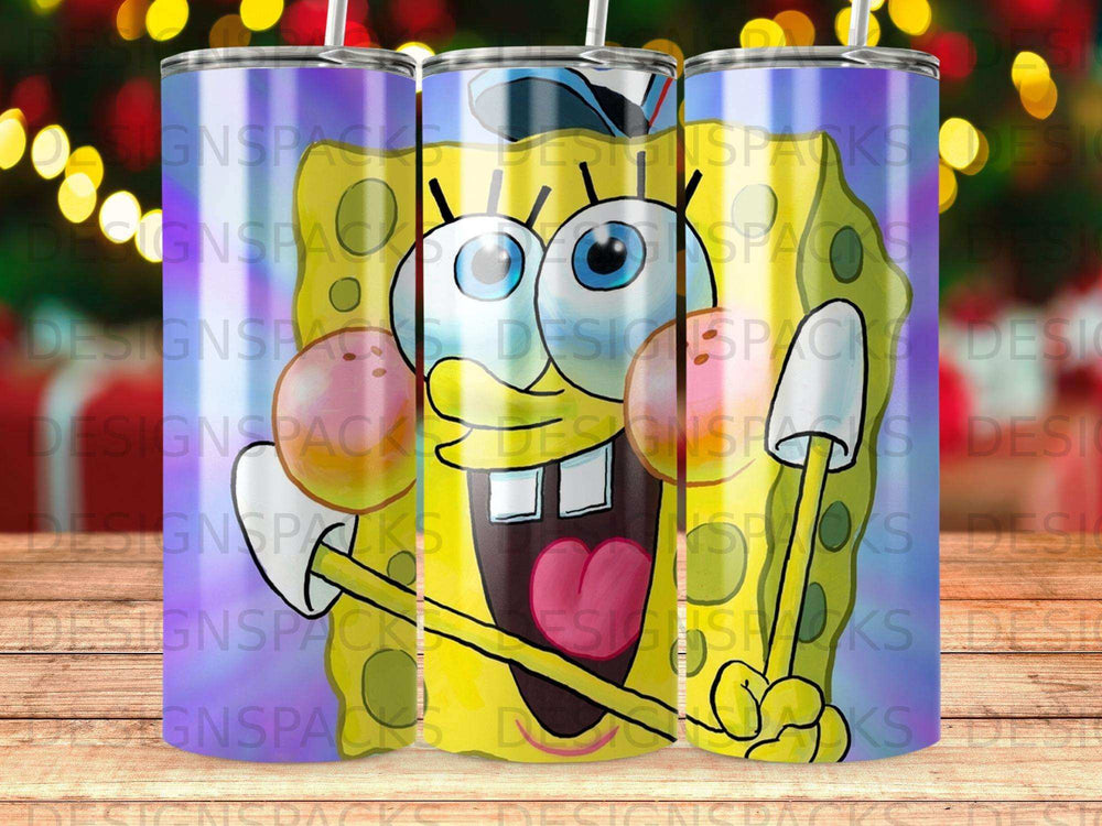 SpongeBob SquarePants character design on a cylindrical tumbler.