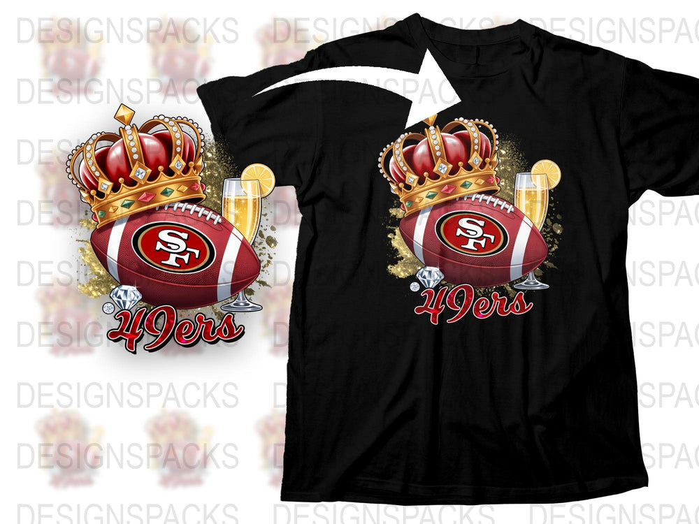 San Francisco 49ers T-Shirt, Football Crown Graphic Tee, Sports Fan Apparel, Casual Streetwear Style, Unisex Black Shirt
