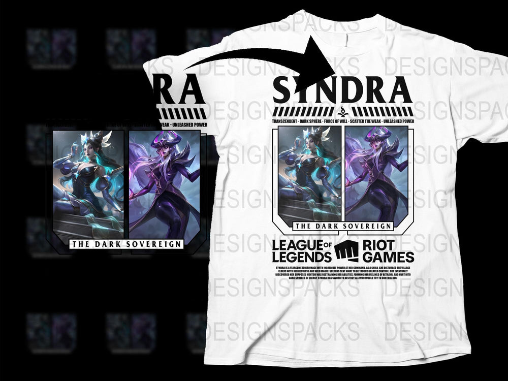 League of Legends Syndra The Dark Sovereign Graphic T-Shirt, Gamer Apparel, Gift Idea